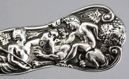 Bacchanalian Pattern Silver Spoon - Bacchus, God of Wine